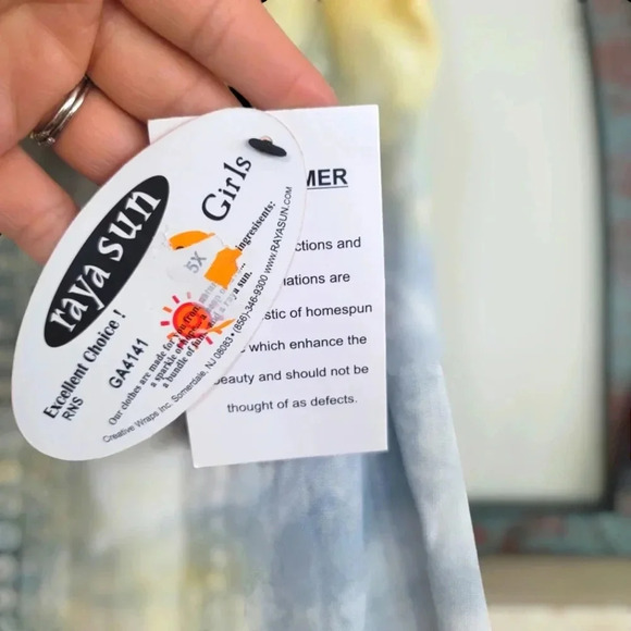 *NWT* Raya Sun Girls Yellow And Blue Tye Dye Tank Top Size S - Picture 4 of 5